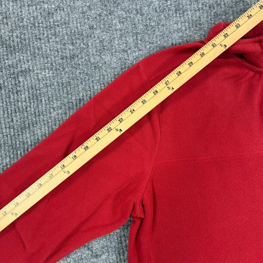 Lands' End Quarter Zip Fleece Pullover Mens Size Large Red Mock Neck Jacket